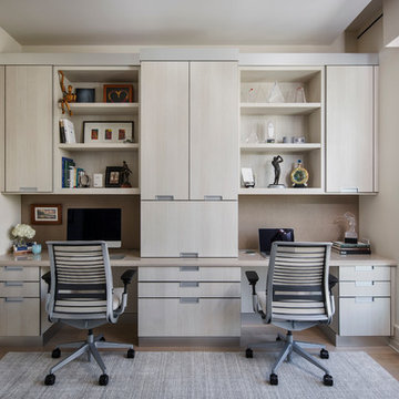 Contemporary Office with Built In Desks