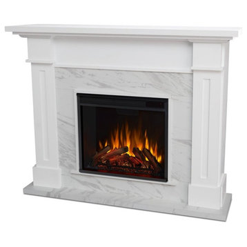 Catania Modern / Contemporary Electric Fireplace in White Marble