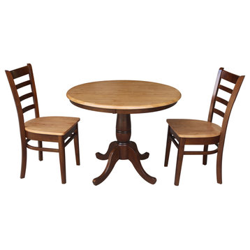 36" Round Top Pedestal Table - With 2 Chairs