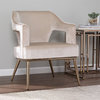 Maklaine Contemporary Velvet Upholstered Accent Arm Chair in Taupe