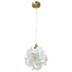 EQ Light - Hado Pendant Light, Gold, Small - The Hado Pendant Light makes a stunning accent piece in a dining room, entryway or kitchen. This elegant pendant light has silver steel construction and a spherical shade made from white spiral polypropylene pieces. Hang it in a contemporary style home for a cohesive look.