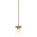 Toltec Lighting - Nouvelle 1-Light Stem Mini Pendant, New Age Brass/Square Clear Bubble - Enhance your space with the Nouvelle 1-Light Stem Mini Pendant. Installation is a breeze - simply connect it to a 120 volt power supply and enjoy. Achieve the perfect ambiance with its dimmable lighting feature (dimmer not included). This pendant is energy-efficient and LED-compatible, providing you with long-lasting illumination. It offers versatile lighting options, as it is compatible with standard medium base bulbs. The pendant's streamlined design, along with its durable glass shade, ensures even and delightful diffusion of light. Choose from multiple finish and color variations to find the perfect match for your decor.
