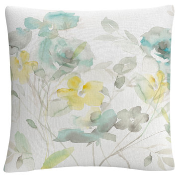 Danhui Nai 'Aqua Roses Shadows' Decorative Throw Pillow