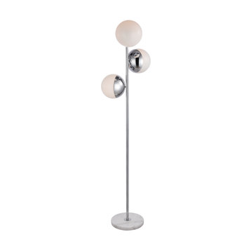 Eclipse 3-Light Floor Lamp, Chrome With Frosted White Glass