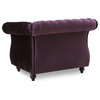 Leila Chesterfield Velvet Club Chair, Blackberry, Dark Brown