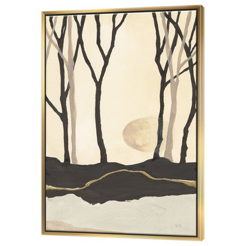 Designart Forest Silhouette Iii Modern Farmhouse Framed Artwork, Gold, 16x32