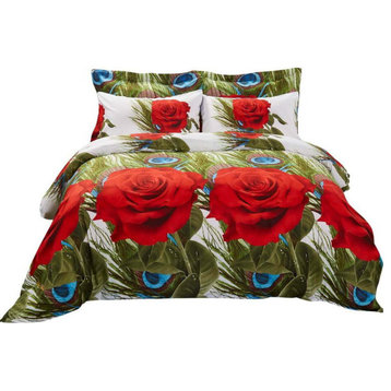 Duvet Cover Set, King Size Floral Bedding, Dolce Mela Romeo DM711K