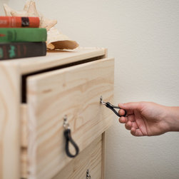 Walnut Studiolo - Leather Drawer Pull, The Burnside, Small - Cabinet And Drawer Handle Pulls