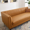 Tufted Sofa, Faux Vegan Leather, Tan, Modern, Living Lounge Hotel Hospitality