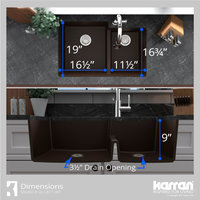 Karran 32" Undermount Large/Small Bowl Quartz Kitchen Sink, Brown