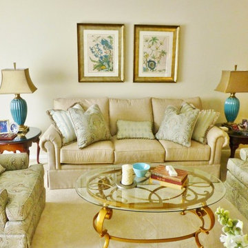 Elegant Living Room wtih Pops of Turquoise