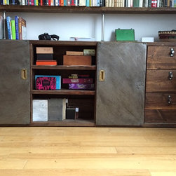 Caterina Scaffolding & Steel Pipe Shelving, Desk & Storage with Vintage Doors - Display & Wall Shelves