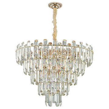 Contemporary smoky gray chandelier for living room, bedroom., Clear Crystal, 19.7''