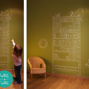 Kids Room Wall Decoration - Hand Painted Bookshelf