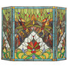 Anisoptera Purity Tiffany-Glass 3-Piece Folding Dragonfly Fireplace Screen