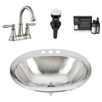 Seville Nickel 20" Oval Drop-In Bath Sink with Courant Faucet Kit