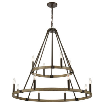 Transitions 36" Wide 12-Light Chandelier, Oil Rubbed Bronze