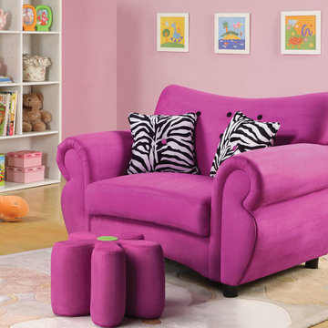 Lucy Youth Chair and Ottoman Set | Pink