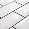 3"x6" Malda Beveled Subway Glossy White Ceramic Wall Tiles, Glossy White