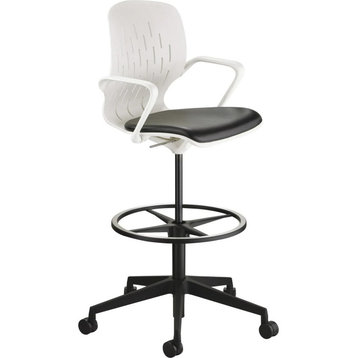 Minimalistic Office Chair, Adjustable PU Leather Seat & Curved Back With Holes