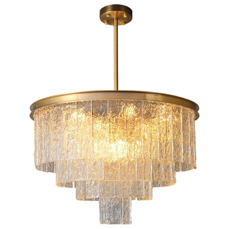 Gold modern frosted glass chandelier for dining room, living room, bedroom, Dia19.7"