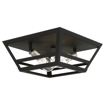 Schofield 2 Light Black With Brushed Nickel Accents Flush Mount