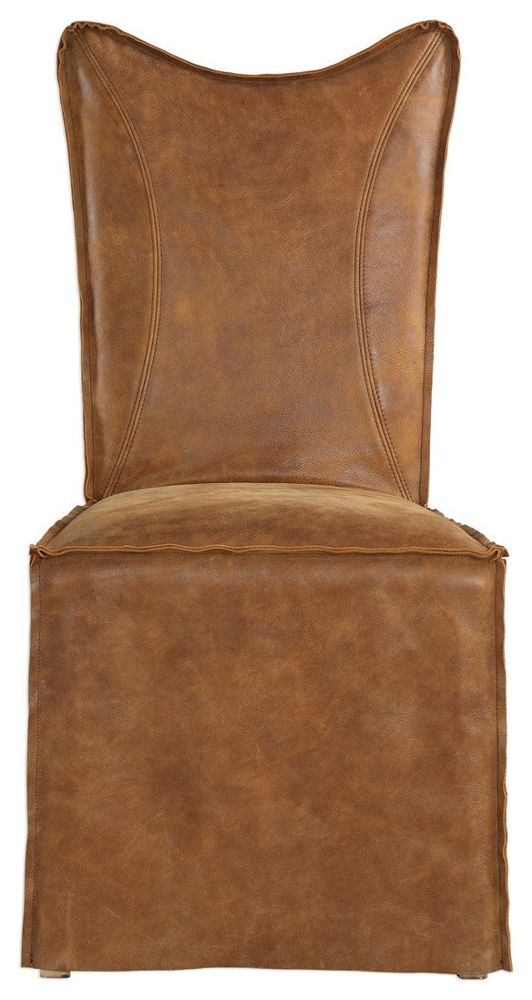Uttermost Delroy Armless Chairs, Cognac, Set of 2 23447-2 ...