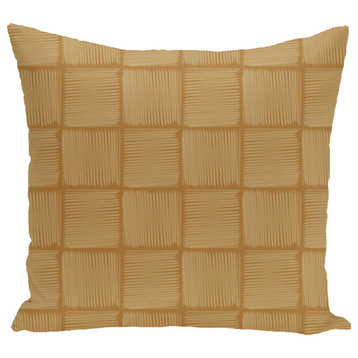 Basketweave Geometric Print Pillow, Gold, 16"x16"