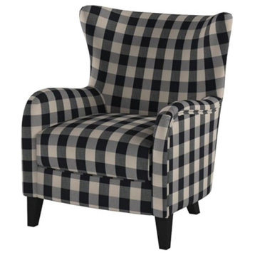 Contemporary Accent Chair, Tapered Legs With Padded Seat & Wingback, Black/White