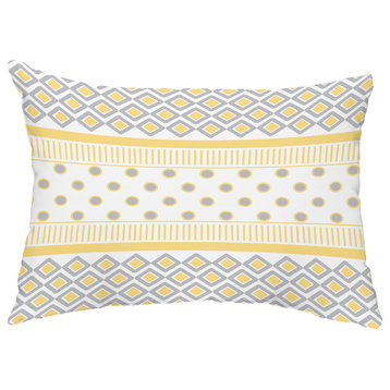 Scrambled Prints 14"x20" Abstract Decorative Outdoor Pillow, Yellow