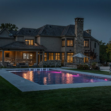 Bannockburn, IL Swimming Pool with Inside Hot Tub and Automatic Cover