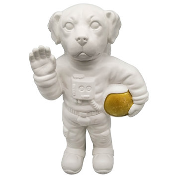 Ceramic 12", Astrodog Deco, White/Gold