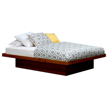 Queen Size Platform Bed, Natural Teak