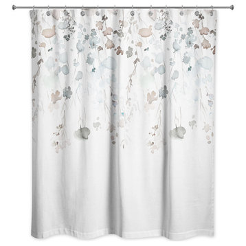 Blue Brown Falling Branches 71x74 Shower Curtain