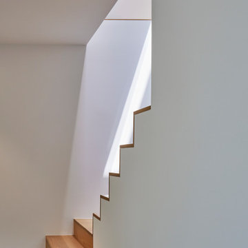 Clean Modern Stair with Exposed Wood Edge