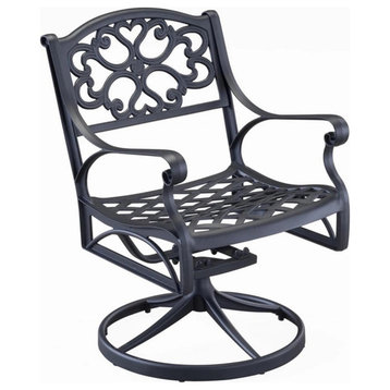 Homestyles Sanibel Aluminum Outdoor Swivel Rocking Chair in Black