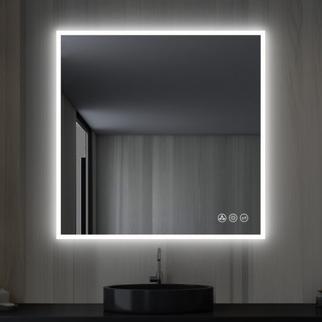 Fogless, Dimmable, Color Temperature Adjustable LED Mirror, 36x36