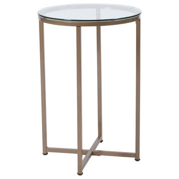 Flash Furniture Greenwich 16" Round Glass Top End Table in Matte Gold