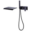 Wall Mounted Pressure Balanced Roman Tub Faucet with Hand Shower, Matte Black