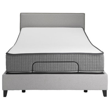 Pemberly Row Flippable Queen Mattress and H Bed Base in White