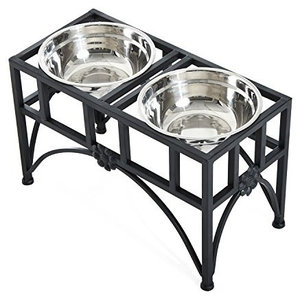 Pawhut Elevated Double Stainless Steel Bowl Dog Feeder 23 Inch