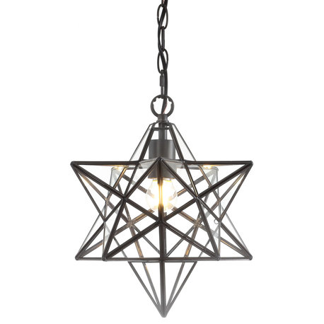 Stella Moravian Star Metal/Glass LED Flush Mount, Oil Bronze/Clear, Pendant
