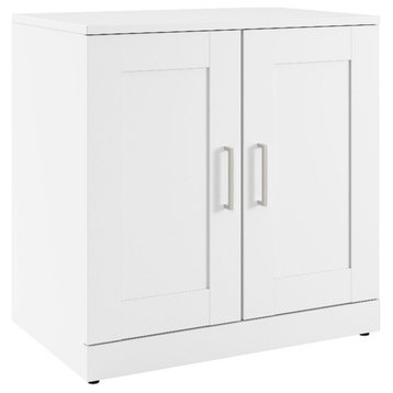 Bowery Hill 30W Storage Cabinet with Doors in White - Engineered Wood