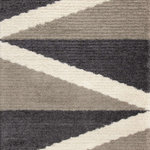 Alpine Rug Co. - Reese Collection Taupe Gray Cream Zig Zag Rug, 2'0"x3'7" - Versatile style and trending colours is what makes up the Reese collection. Soft shaggy pile and ribbing combined make for a unique texture.