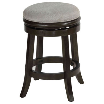 Clyffe Backless Swivel Counter Stool, Solid Wood, 24" Gray Fabric