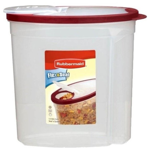 Rubbermaid Flex and Seal Food Canister, 1.5-Gallon, Red