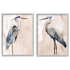 Beautiful Heron Birds Standing Watercolor Painting, 2pc, each 11 x 14