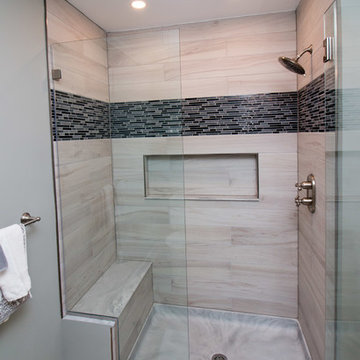 Modern Edimax Astor shower tile wall bath remodel w/ swanstone shower pan
