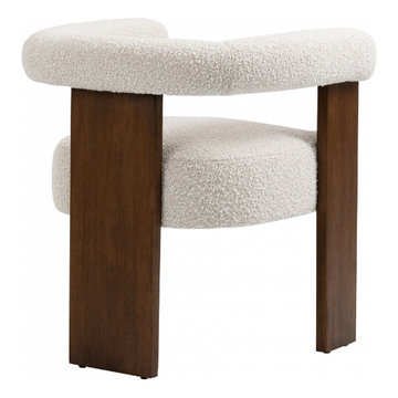 Meridian Barrel Cream Boucle Fabric Dining Chair