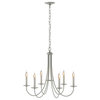 Simple Sweep 6 Arm Chandelier, Sterling Finish